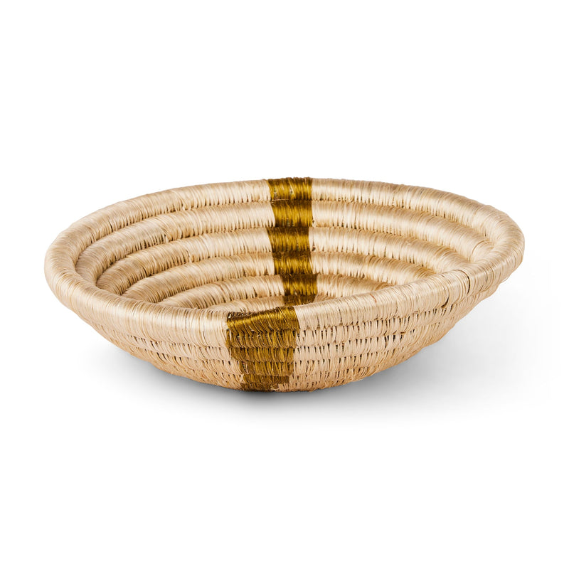 6" Small Striped Olive Round Basket by Kazi Goods - Wholesale