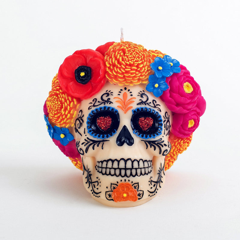 Floral Skull Scented Candle