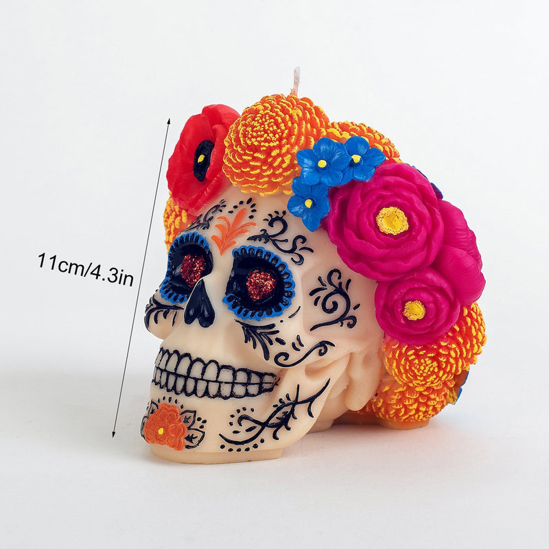 Floral Skull Scented Candle