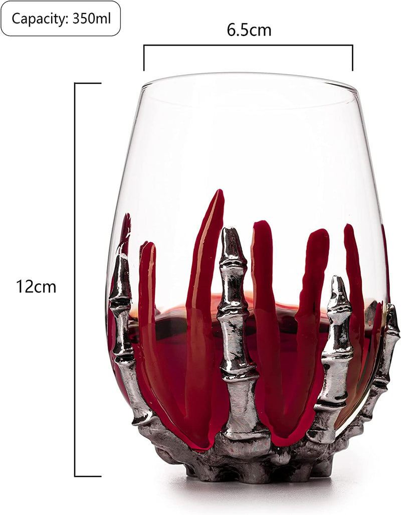 Skeleton Wine Glass, Bloody Hand Wine Skull Glass