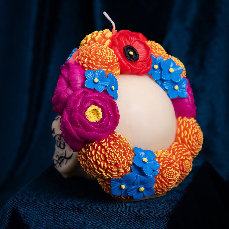 Floral Skull Scented Candle