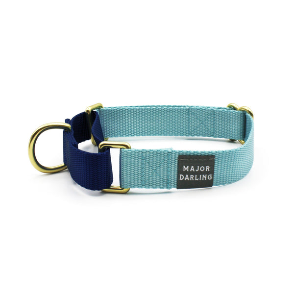 martingale collar / ice blue + navy