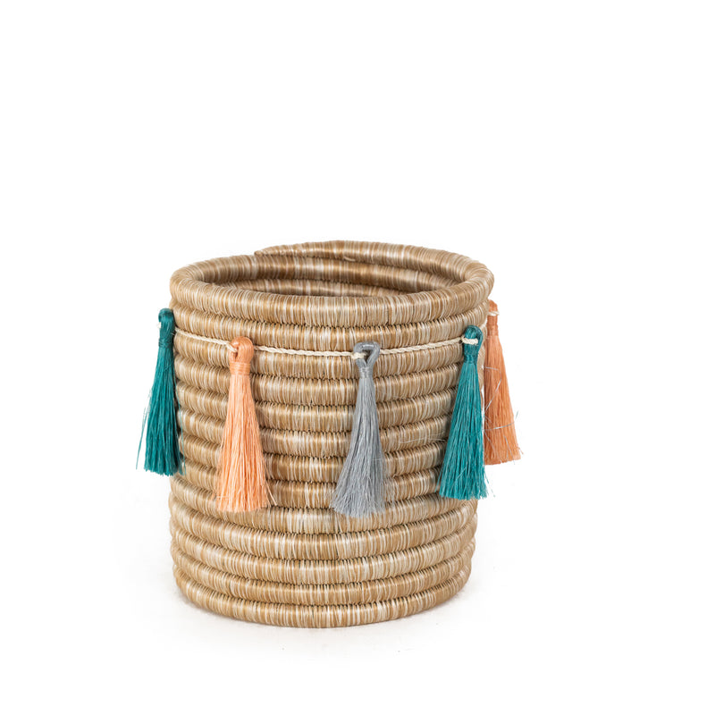 Sutton Woven Storage Basket and Joyful Tassel Set