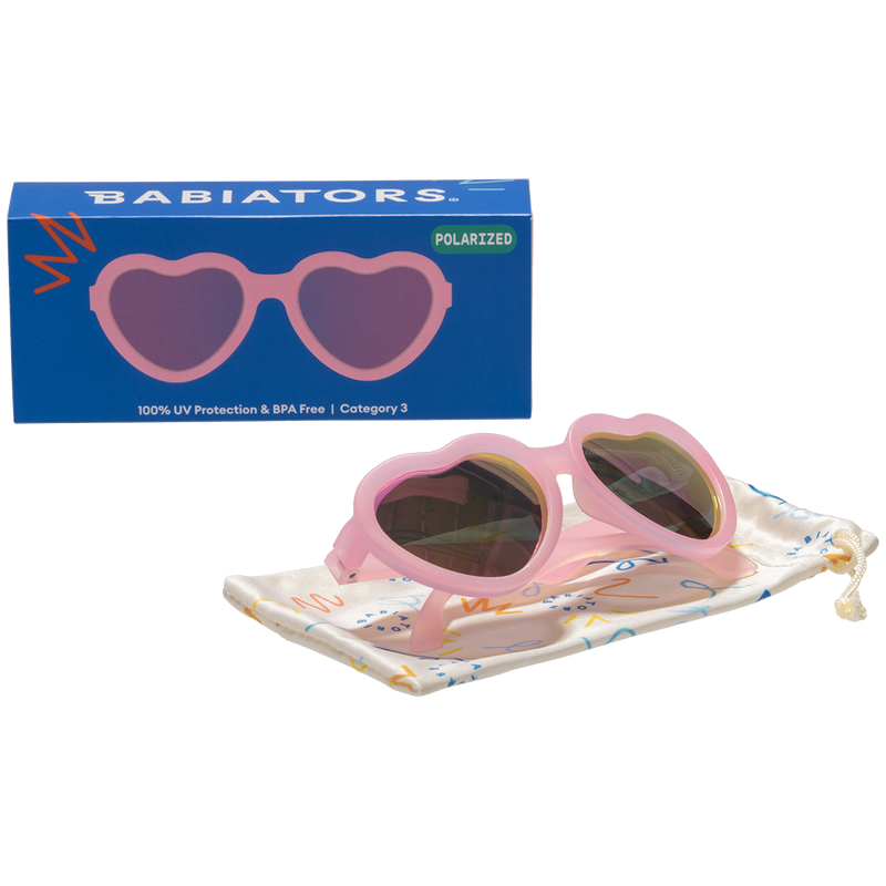 Frosted Pink Heart | Purple Polarized Mirrored Lenses by Babiators Sunglasses