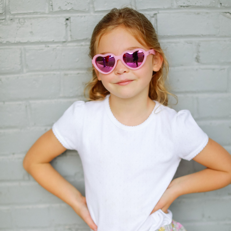 Frosted Pink Heart | Purple Polarized Mirrored Lenses by Babiators Sunglasses