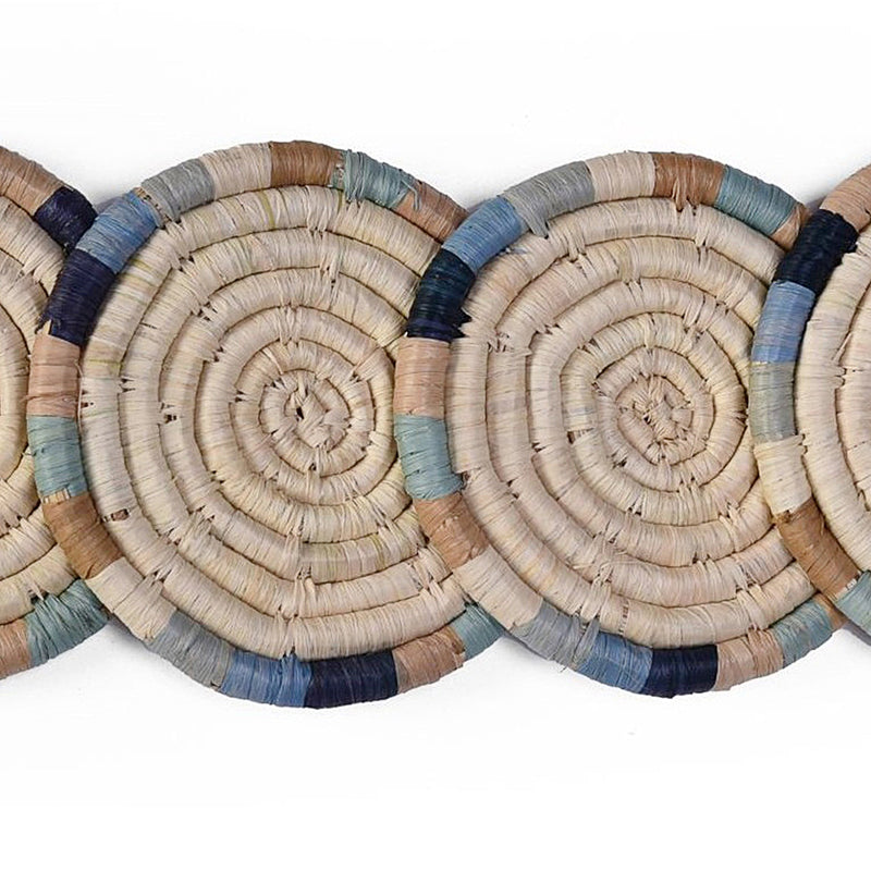 Color Blocked Ring Raffia Coasters, Set of 4 by Kazi Goods - Wholesale