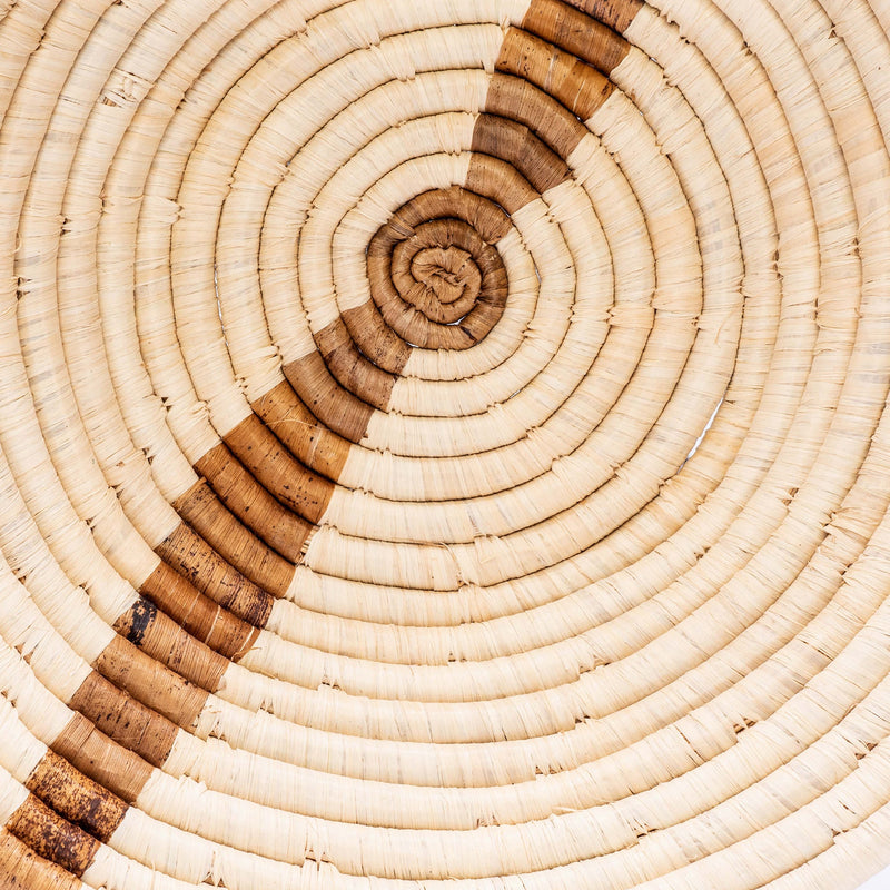 12" Large Banana Bark Striped Round Basket by Kazi Goods