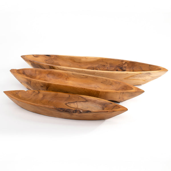 Teak Wood Canoes Set of 3 by Andaluca Home