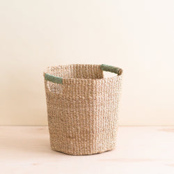 Natural Octagon Basket with Sage Handle by LIKHÂ