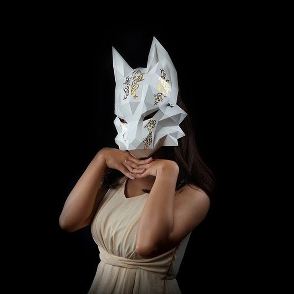 Futuristic Fox Mask - White by PAPERCRAFT WORLD