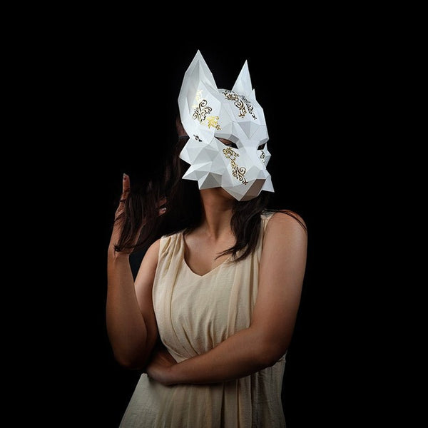 Futuristic Fox Mask - White by PAPERCRAFT WORLD